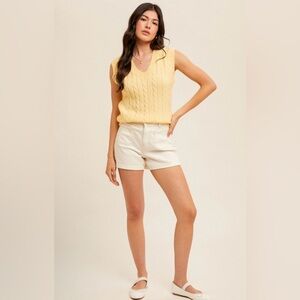 Yellow Cable Knit V Neck Sweater Vest 💛